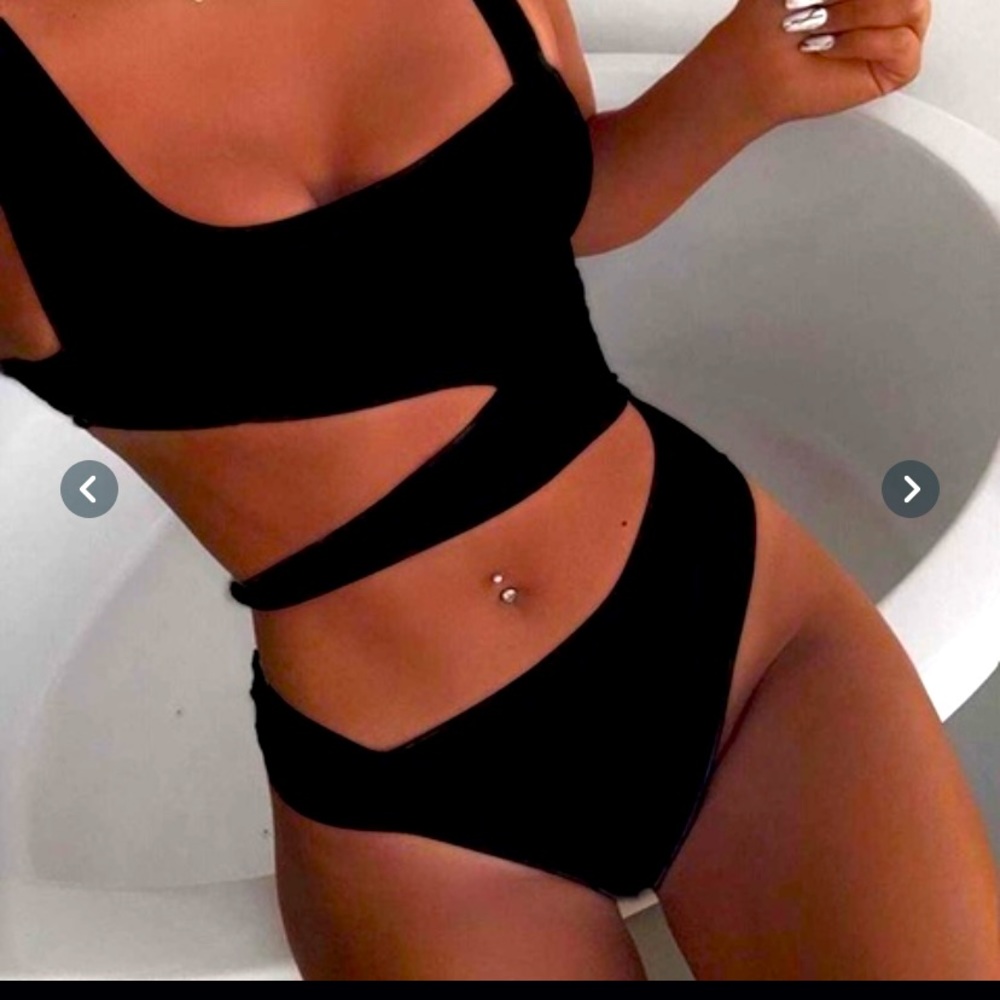 Black One Piece Cutout Bathing Suit